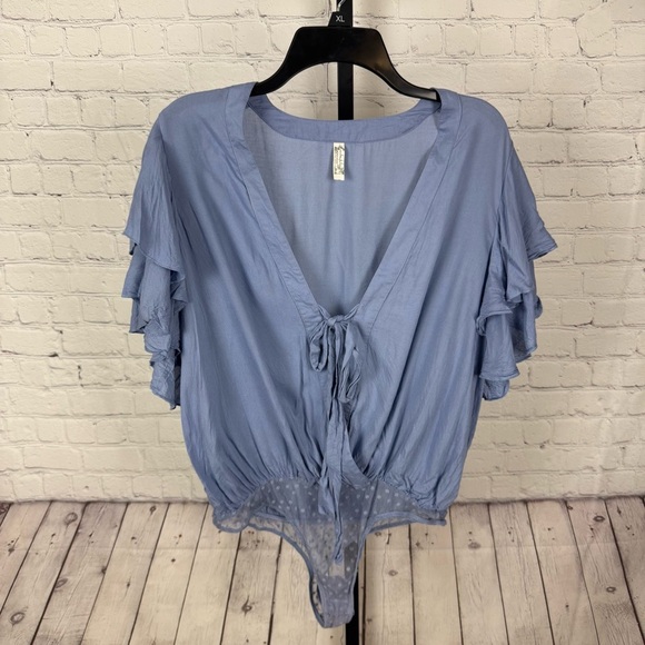 Intimately Free People Call me Later Blue Bodysuit Size Medium - Picture 1 of 7